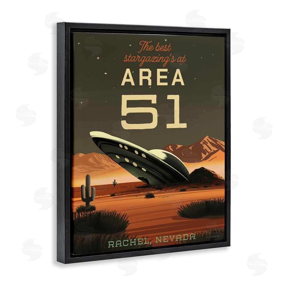 Wild Apple Stargazing Area 51 Black Floating Frame Canvas Wall Art Print