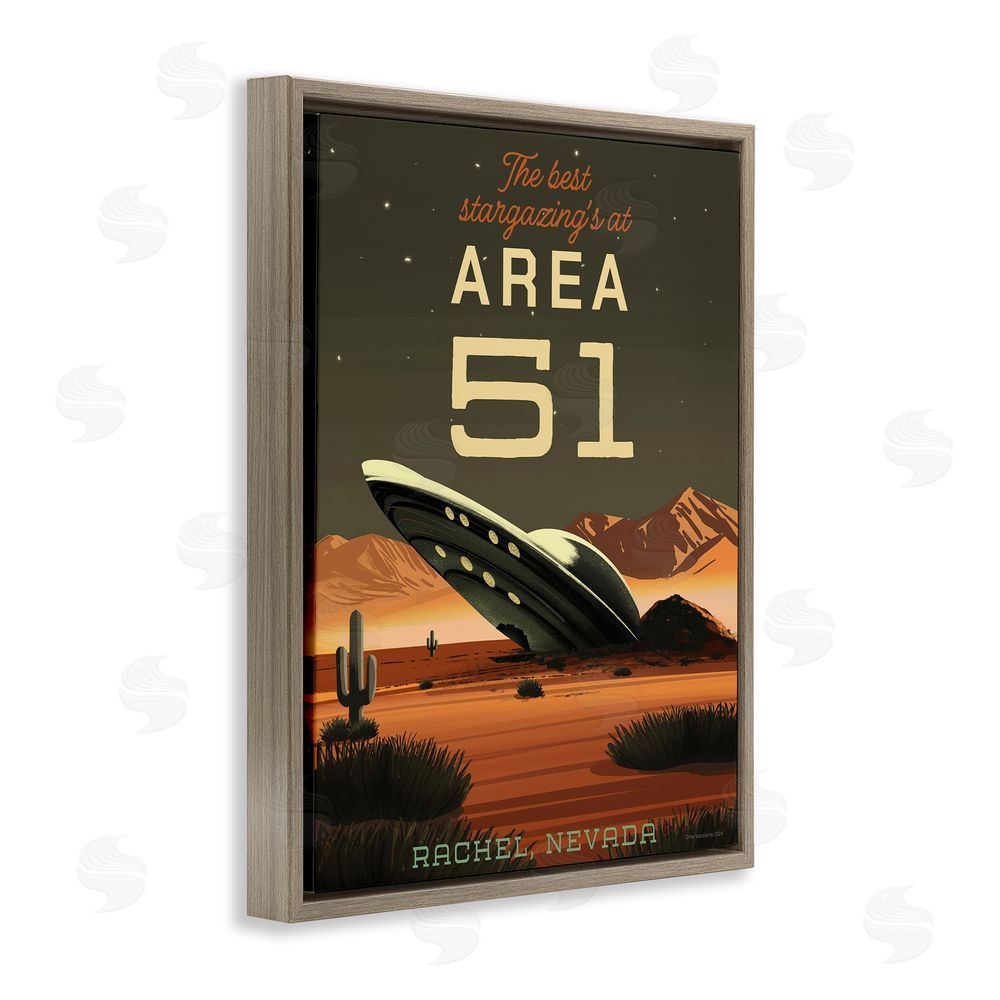 Wild Apple Stargazing Area 51 Brown Floating Frame Canvas Wall Art Print