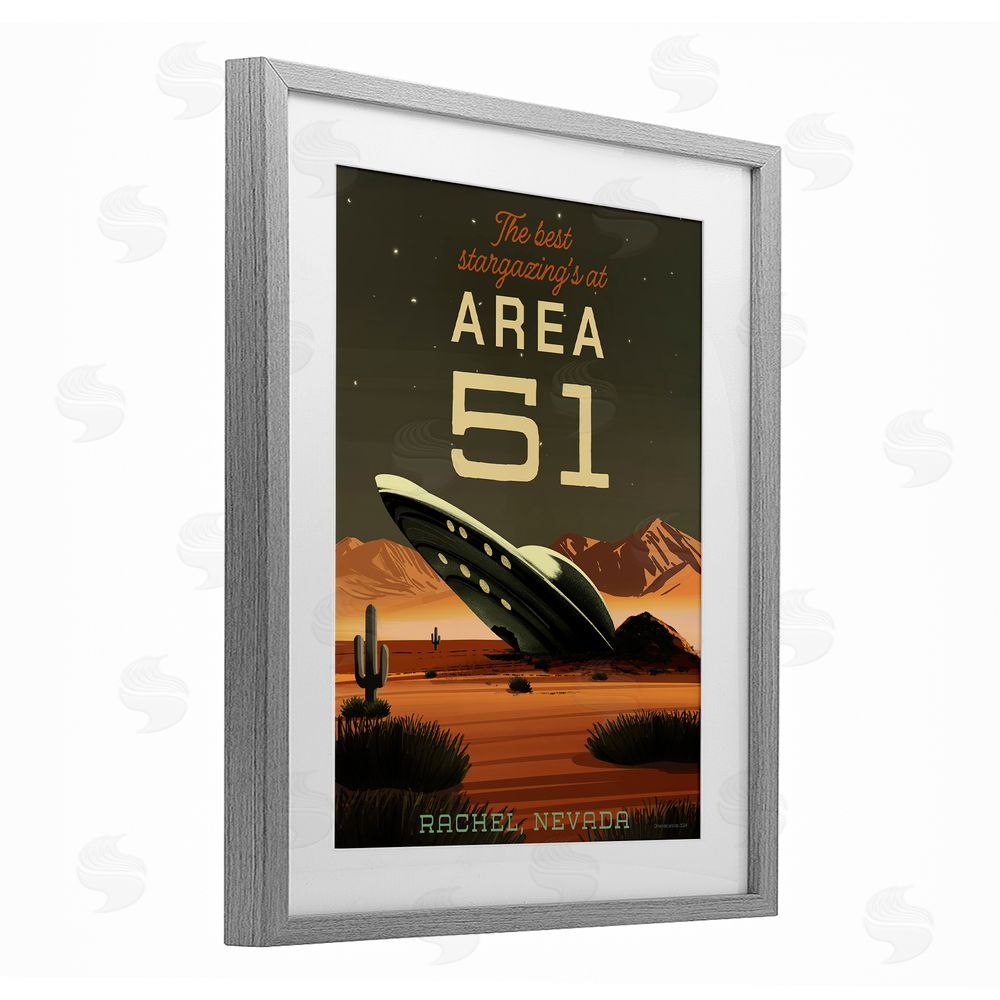 Wild Apple Stargazing Area 51 Gray Framed Print Under Glass Wall Art