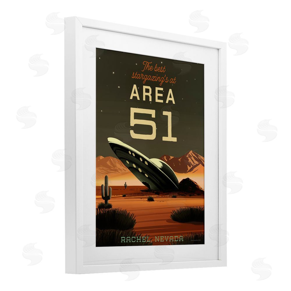Wild Apple Stargazing Area 51 White Framed Print Under Glass Wall Art