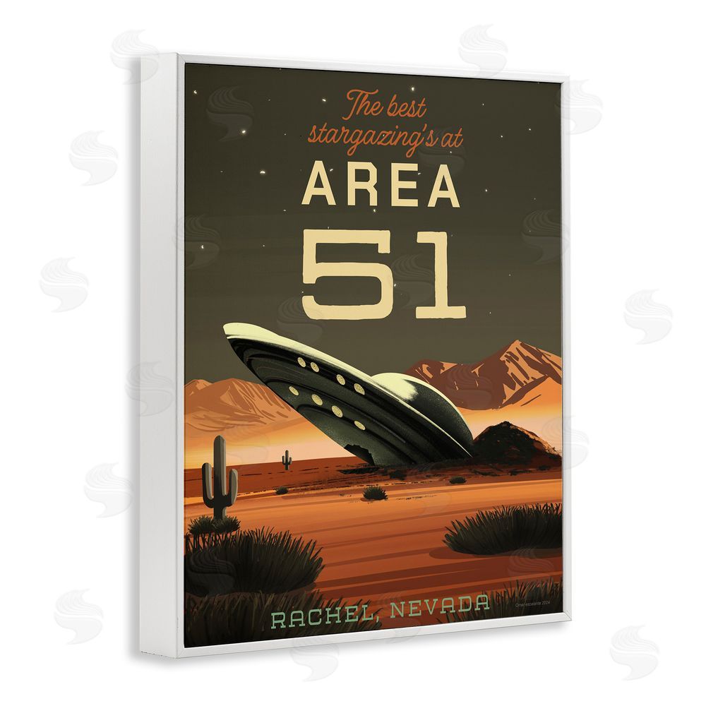 Wild Apple Stargazing Area 51 White Framed Giclee Wall Art Print