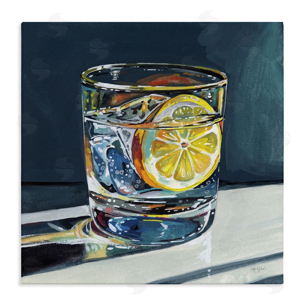 Kate Jarvik Birch Clear Cocktail with Lemon Slice Stretched Canvas Wall Art Print