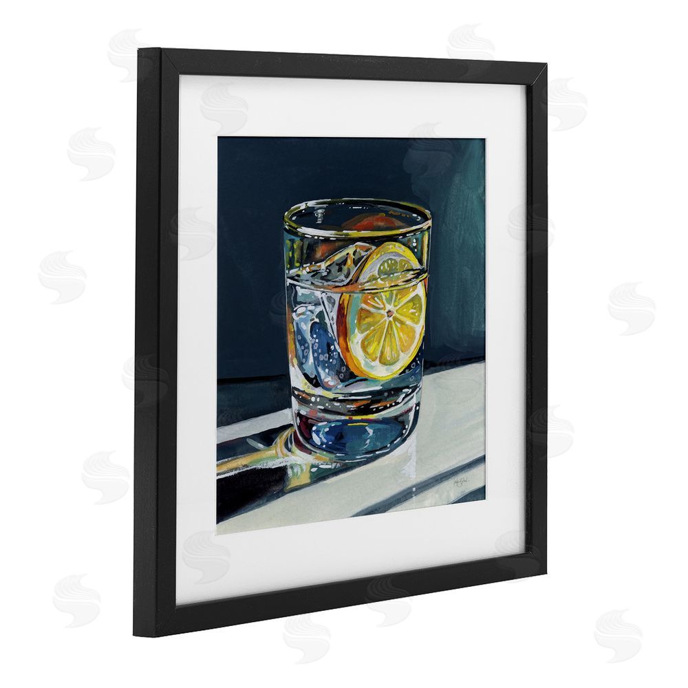 Kate Jarvik Birch Clear Cocktail with Lemon Slice Black Framed Print Under Glass Wall Art