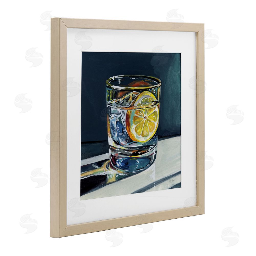 Kate Jarvik Birch Clear Cocktail with Lemon Slice Brown Framed Print Under Glass Wall Art