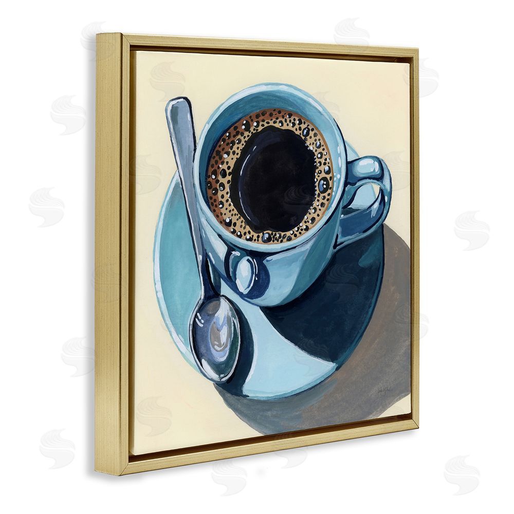 Kate Jarvik Birch Black Coffee with Crema Gold Floating Frame Canvas Wall Art Print
