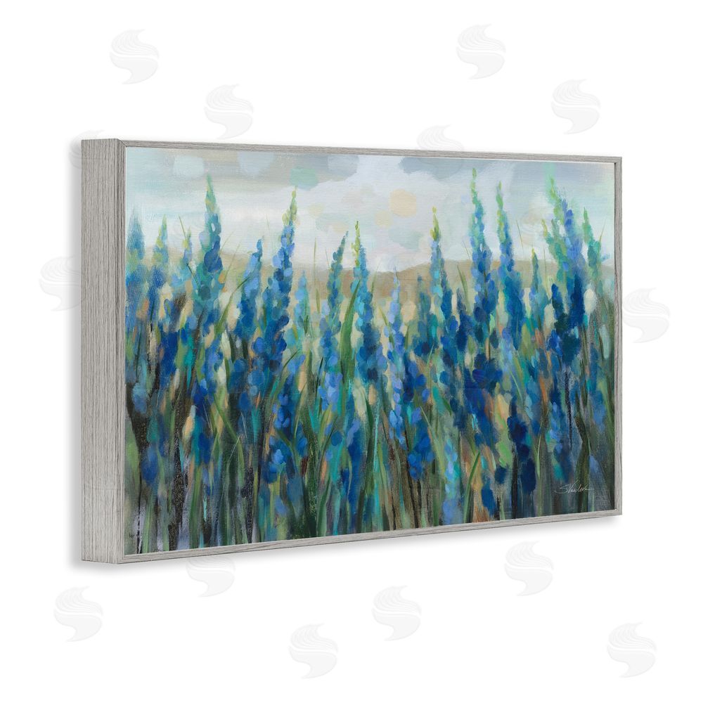 Silvia Vassileva Blue Meadow Wildflower Field Gray Framed Giclee Wall Art Print