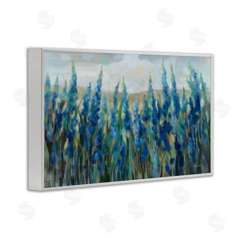 Silvia Vassileva Blue Meadow Wildflower Field White Framed Giclee Wall Art Print