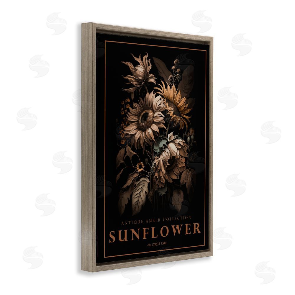 Chris Giampietro Antique Sunflower Light Brown Floating Frame Canvas Wall Art Print