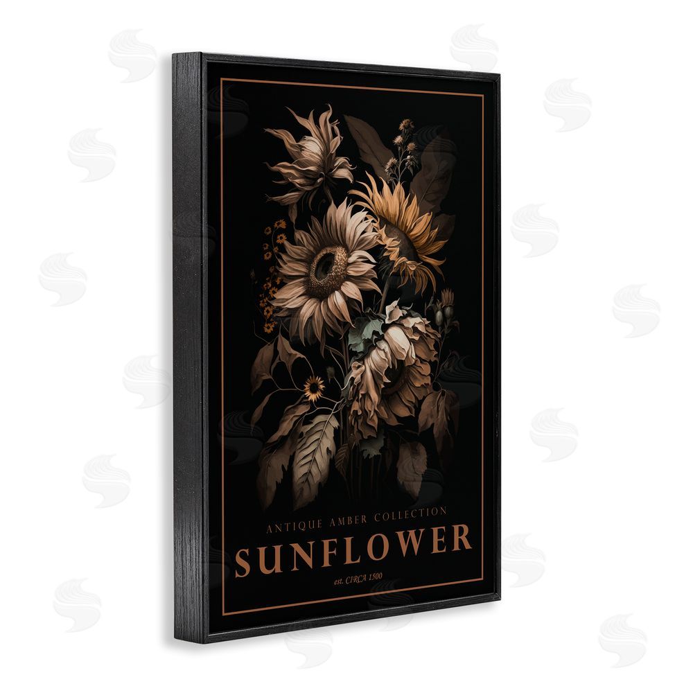 Chris Giampietro Antique Sunflower Light Black Framed Giclee Wall Art Print