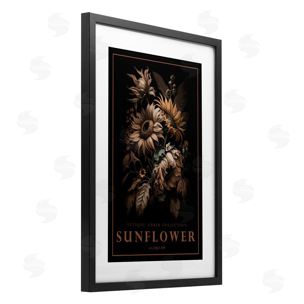 Chris Giampietro Antique Sunflower Light Black Framed Print Under Glass Wall Art