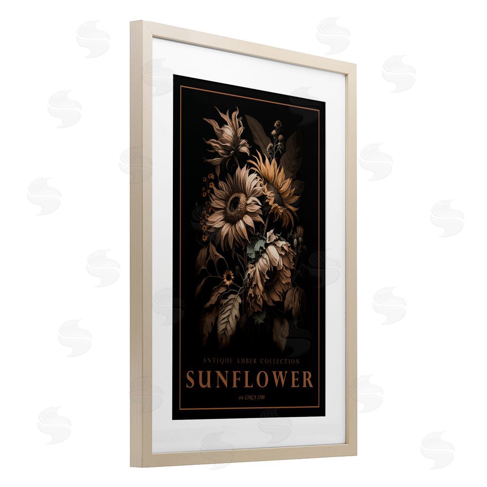Chris Giampietro Antique Sunflower Light Birch Framed Print Under Glass Wall Art