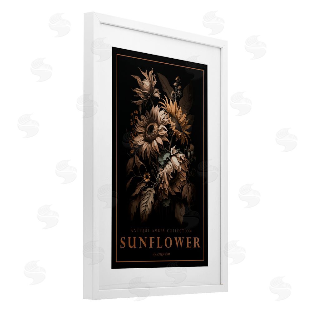 Chris Giampietro Antique Sunflower Light White Framed Print Under Glass Wall Art