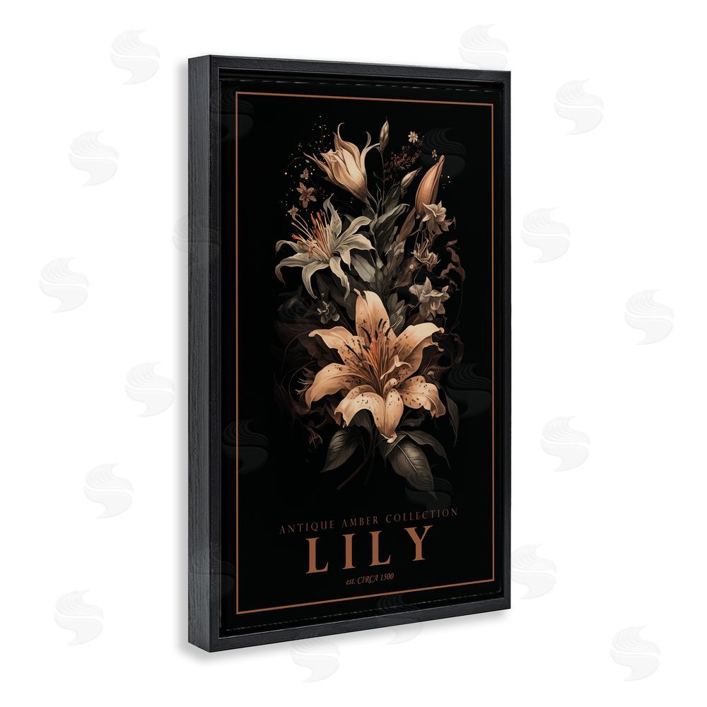 Chris Giampietro Antique Lily Light Black Floating Frame Canvas Wall Art Print