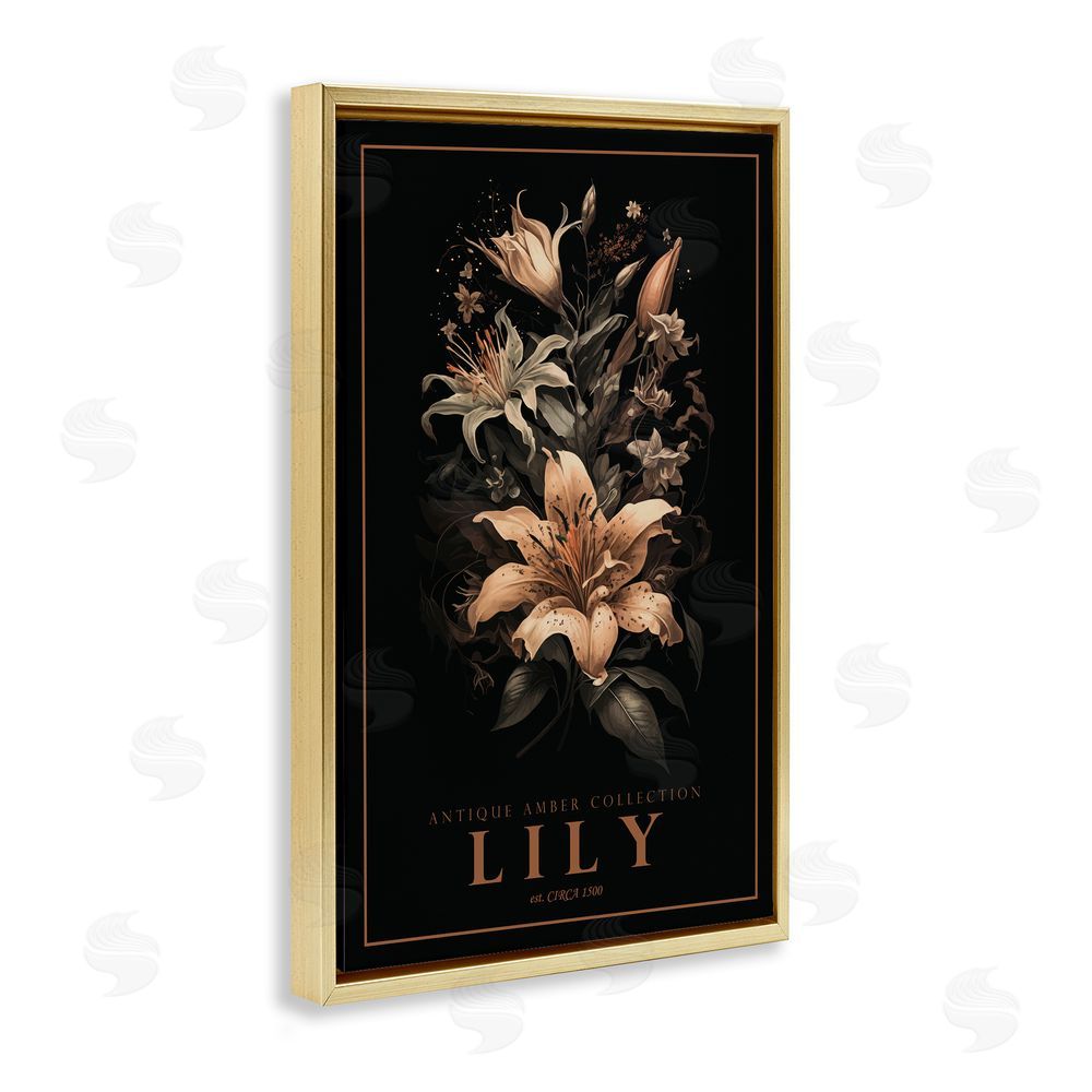 Chris Giampietro Antique Lily Light Gold Floating Frame Canvas Wall Art Print