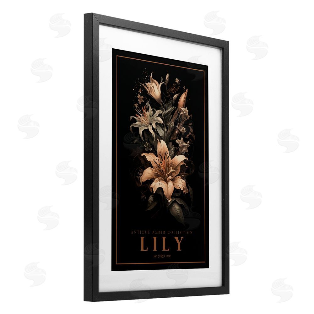 Chris Giampietro Antique Lily Light Black Framed Print Under Glass Wall Art