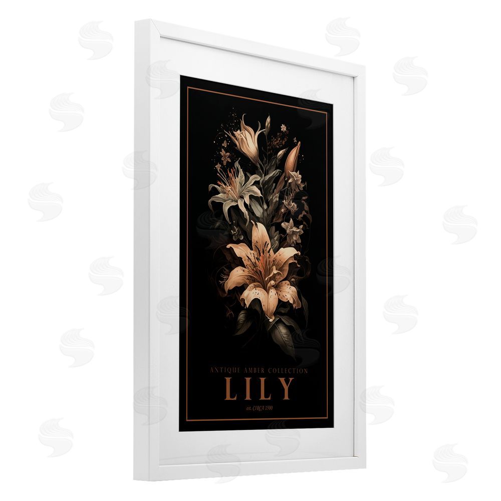 Chris Giampietro Antique Lily Light White Framed Print Under Glass Wall Art
