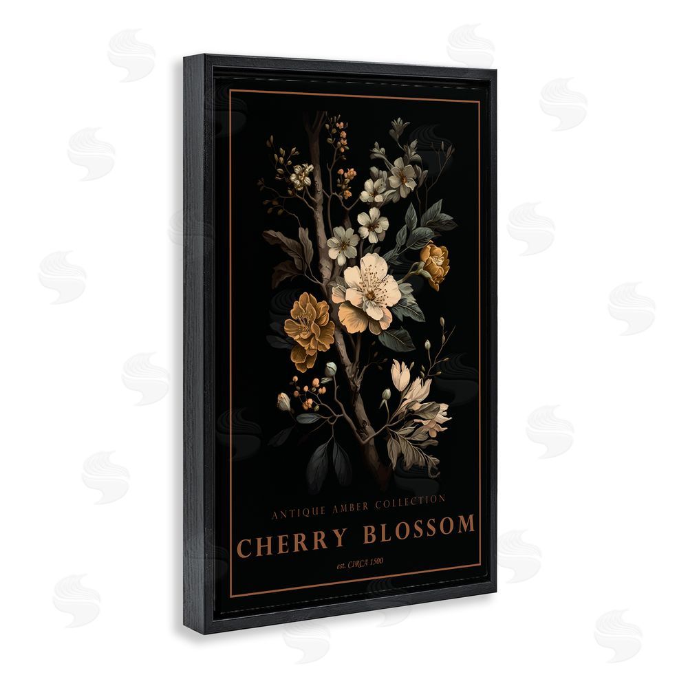 Chris Giampietro Antique Cherry Blossom Light Black Floating Frame Canvas Wall Art Print