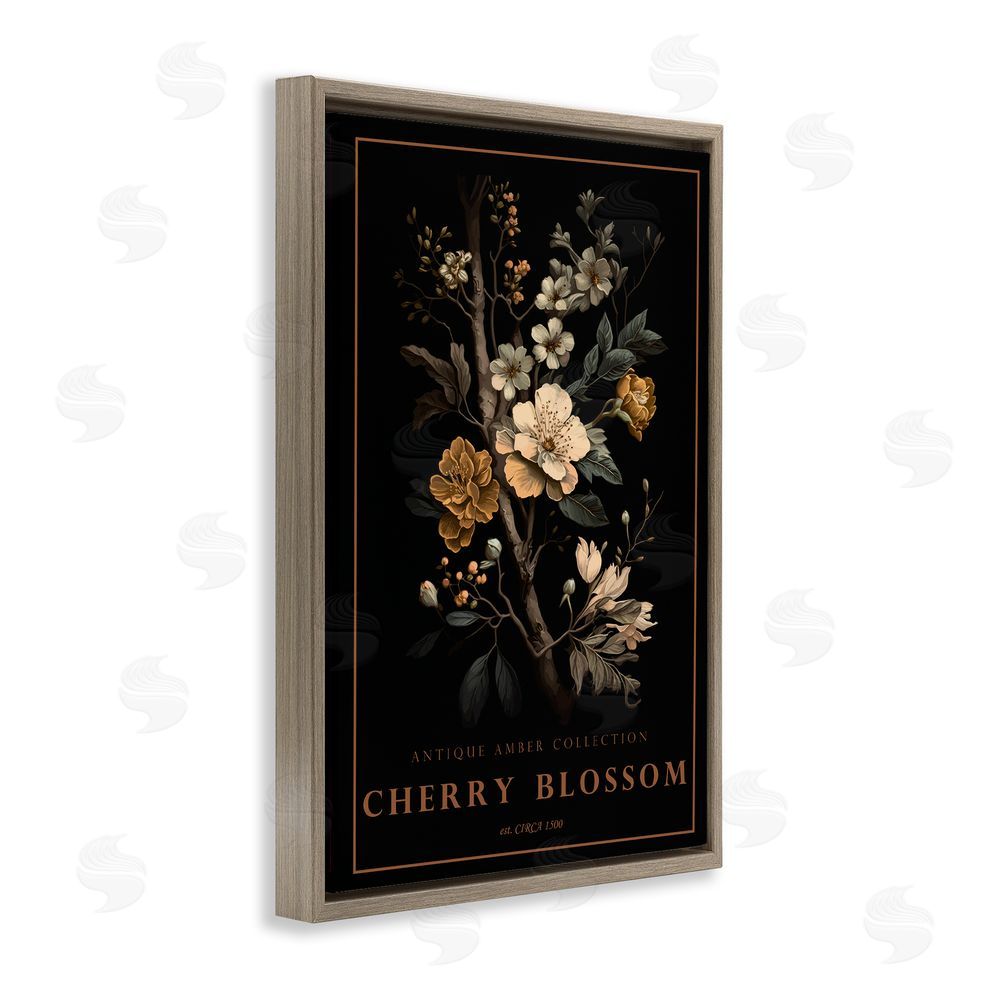 Chris Giampietro Antique Cherry Blossom Light Brown Floating Frame Canvas Wall Art Print