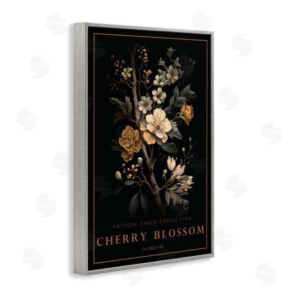 Chris Giampietro Antique Cherry Blossom Light Gray Framed Giclee Wall Art Print