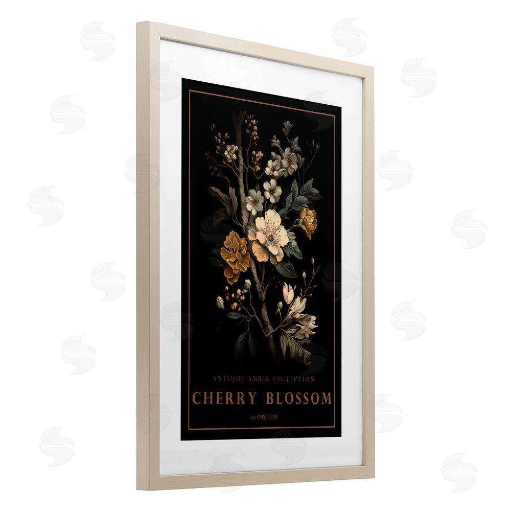 Chris Giampietro Antique Cherry Blossom Light Birch Framed Print Under Glass Wall Art