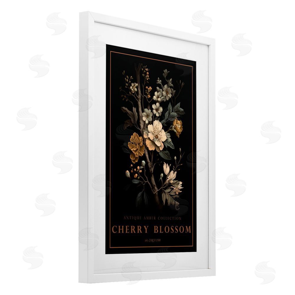 Chris Giampietro Antique Cherry Blossom Light White Framed Print Under Glass Wall Art