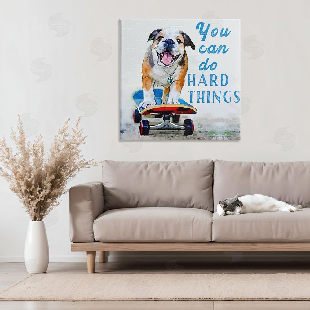 Kim Curinga Can Do Hard Things Dog Stretched Canvas Wall Art in Room