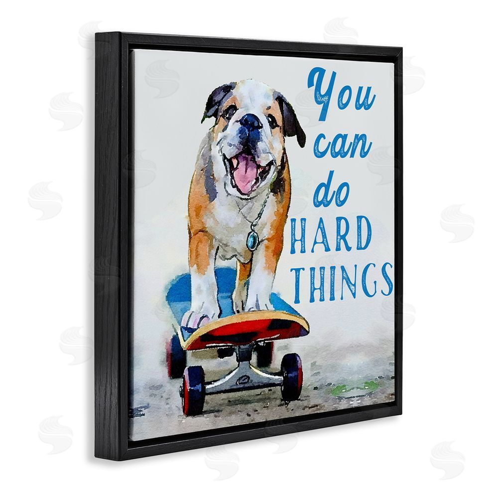 Kim Curinga Can Do Hard Things Dog Black Floating Frame Canvas Wall Art Print