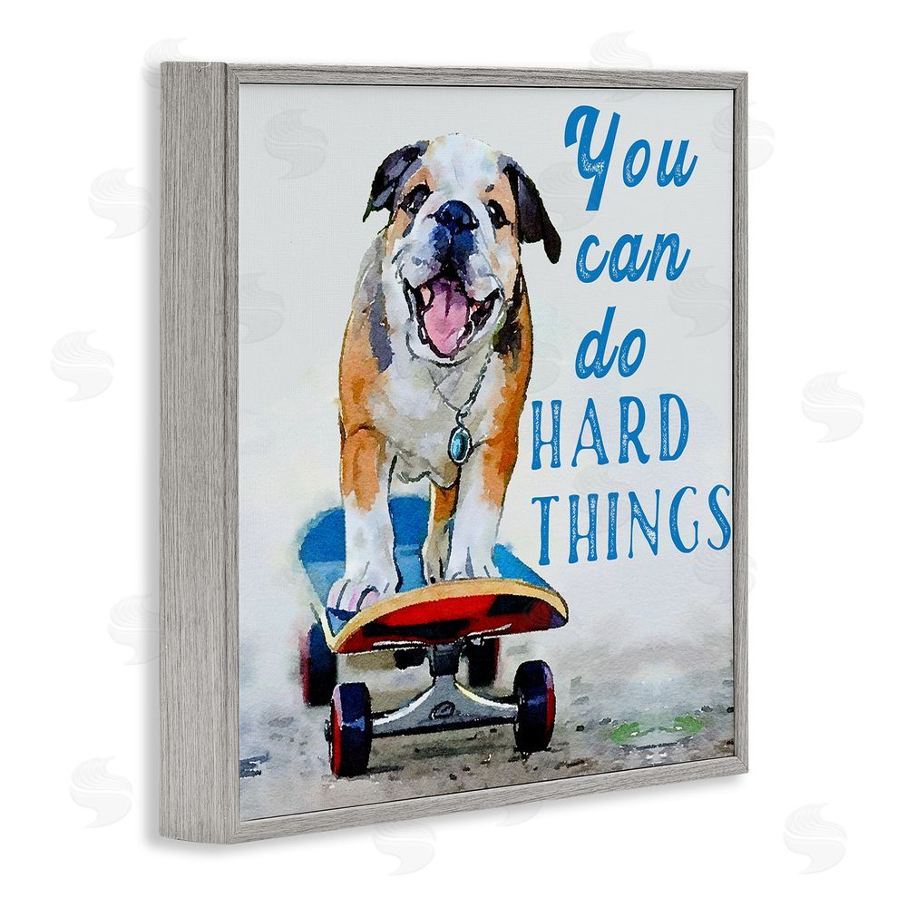 Kim Curinga Can Do Hard Things Dog Gray Framed Giclee Wall Art Print