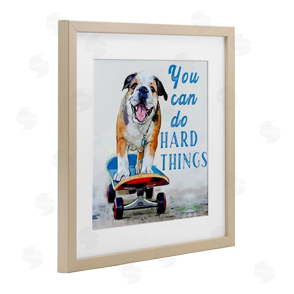 Kim Curinga Can Do Hard Things Dog Brown Framed Print Under Glass Wall Art
