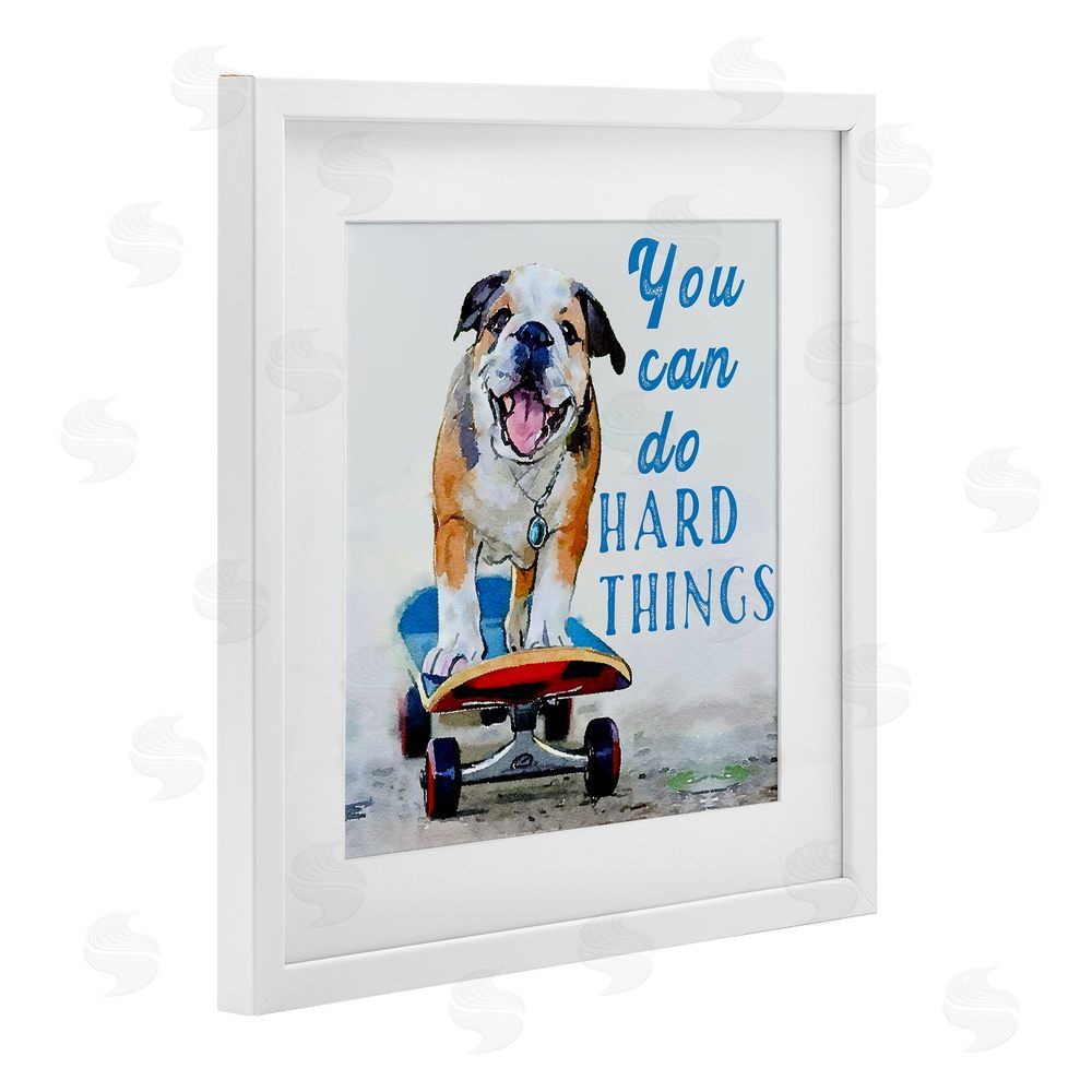 Kim Curinga Can Do Hard Things Dog White Framed Print Under Glass Wall Art