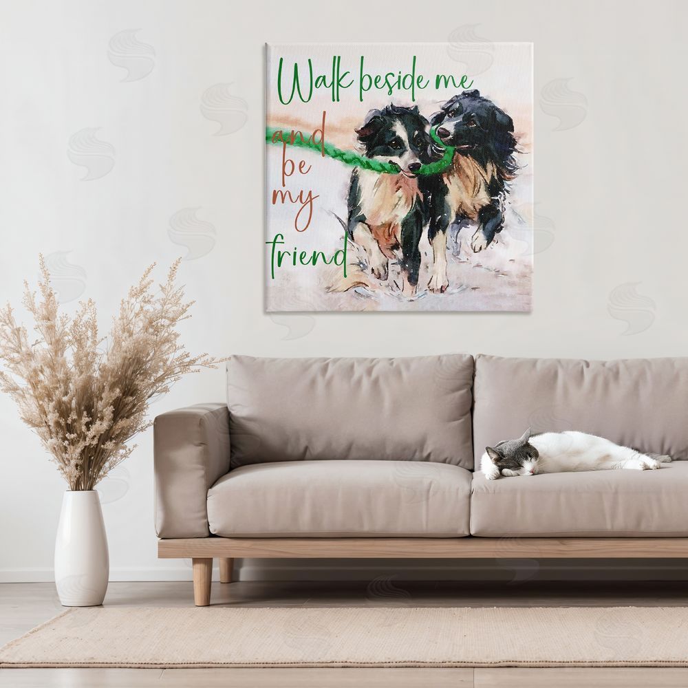 Kim Curinga Be My Friend Dog Duo Stretched Canvas Wall Art in Room