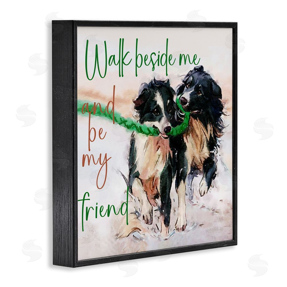 Kim Curinga Be My Friend Dog Duo Black Framed Giclee Wall Art Print