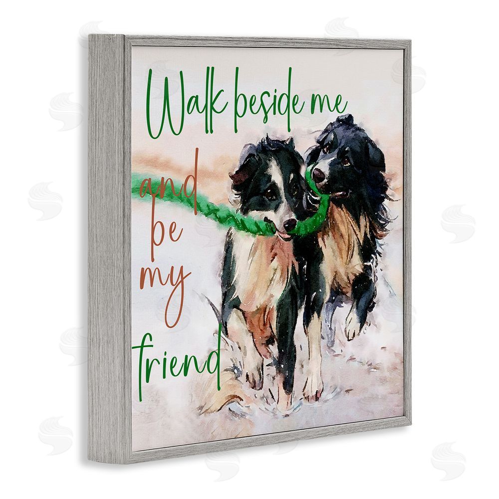Kim Curinga Be My Friend Dog Duo Gray Framed Giclee Wall Art Print