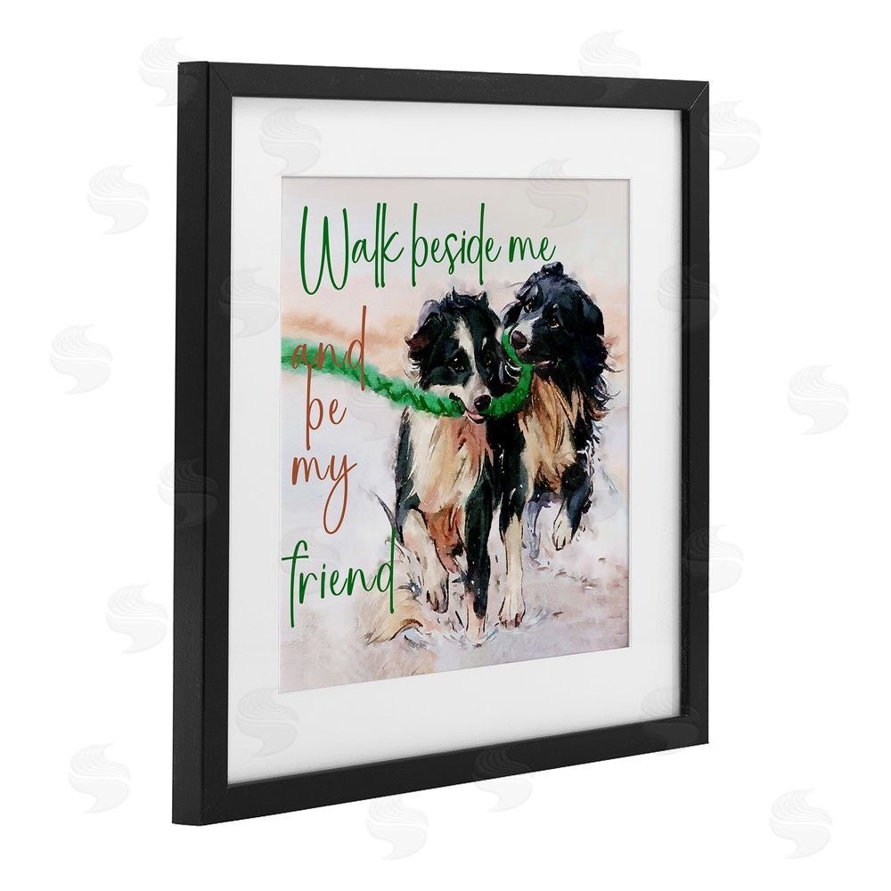 Kim Curinga Be My Friend Dog Duo Black Framed Print Under Glass Wall Art