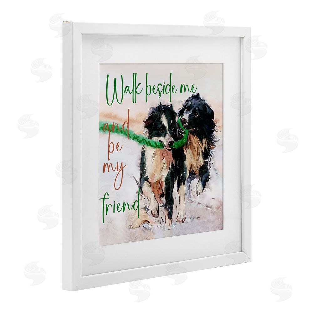 Kim Curinga Be My Friend Dog Duo White Framed Print Under Glass Wall Art