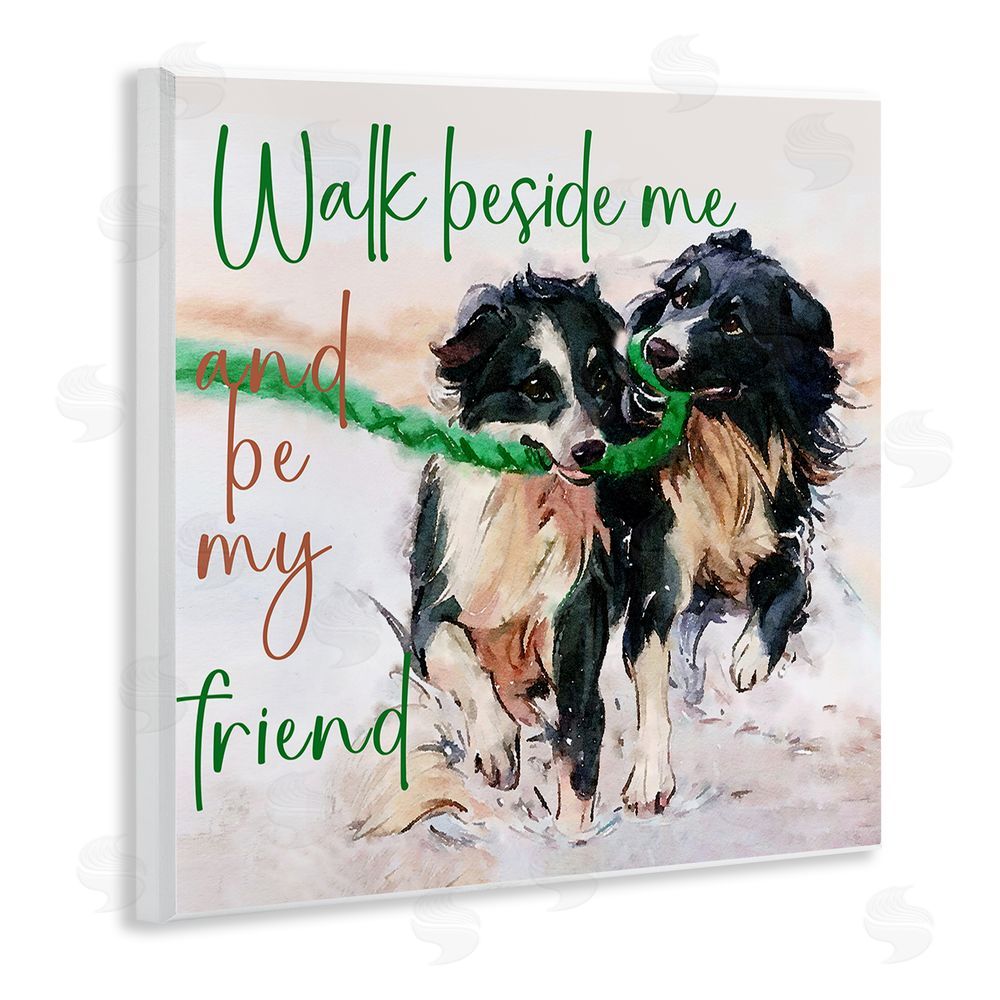 Kim Curinga Be My Friend Dog Duo Wooden Wall Plaque Art Print