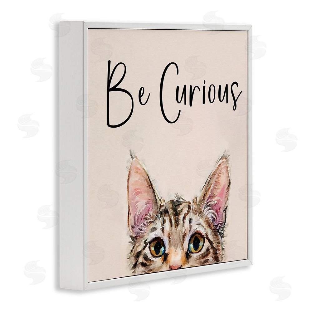 Kim Curinga Be Curious Peeking Tabby Kitten White Framed Giclee Wall Art Print
