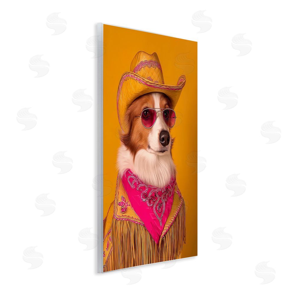 Lazar Studio Barkin' Rodeo Cowboy Dog Wooden Wall Plaque Art Print