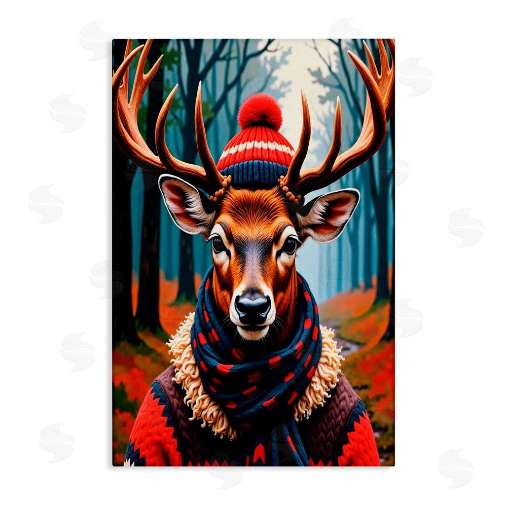 Karen Smith Wooly Stag Winter Scarf Canvas Wall Art Print