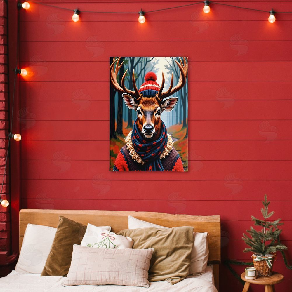 Karen Smith Wooly Stag Winter Scarf Canvas Art on Wall