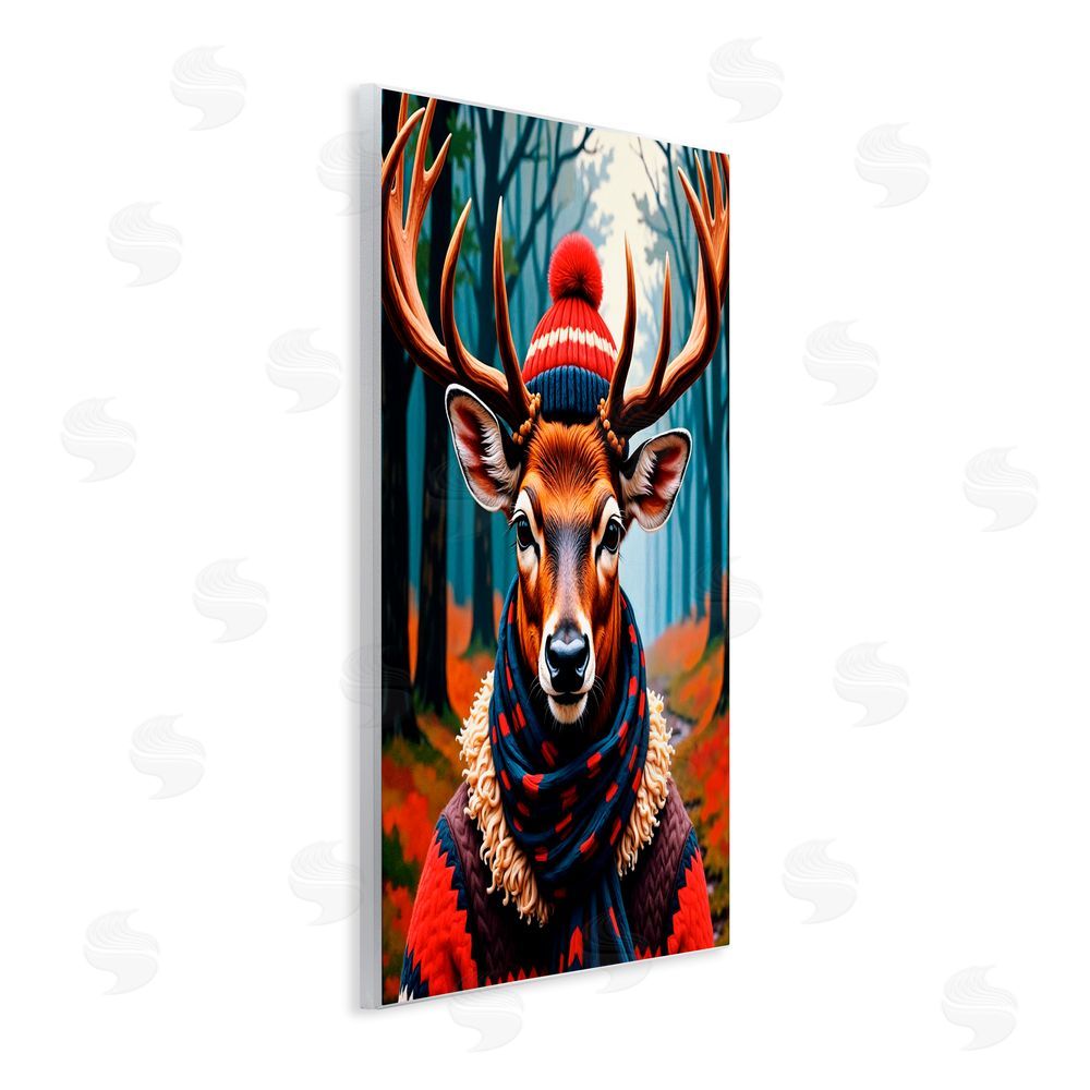 Karen Smith Wooly Stag Winter Scarf Wall Plaque Art Print