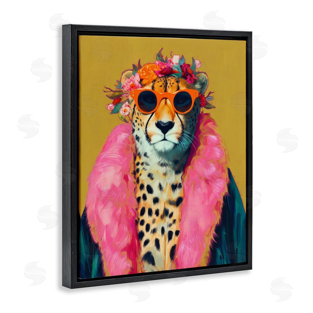 Lazar Studio Boho Royale Fashionable Cheetah Black Floating Frame Canvas Wall Art Print