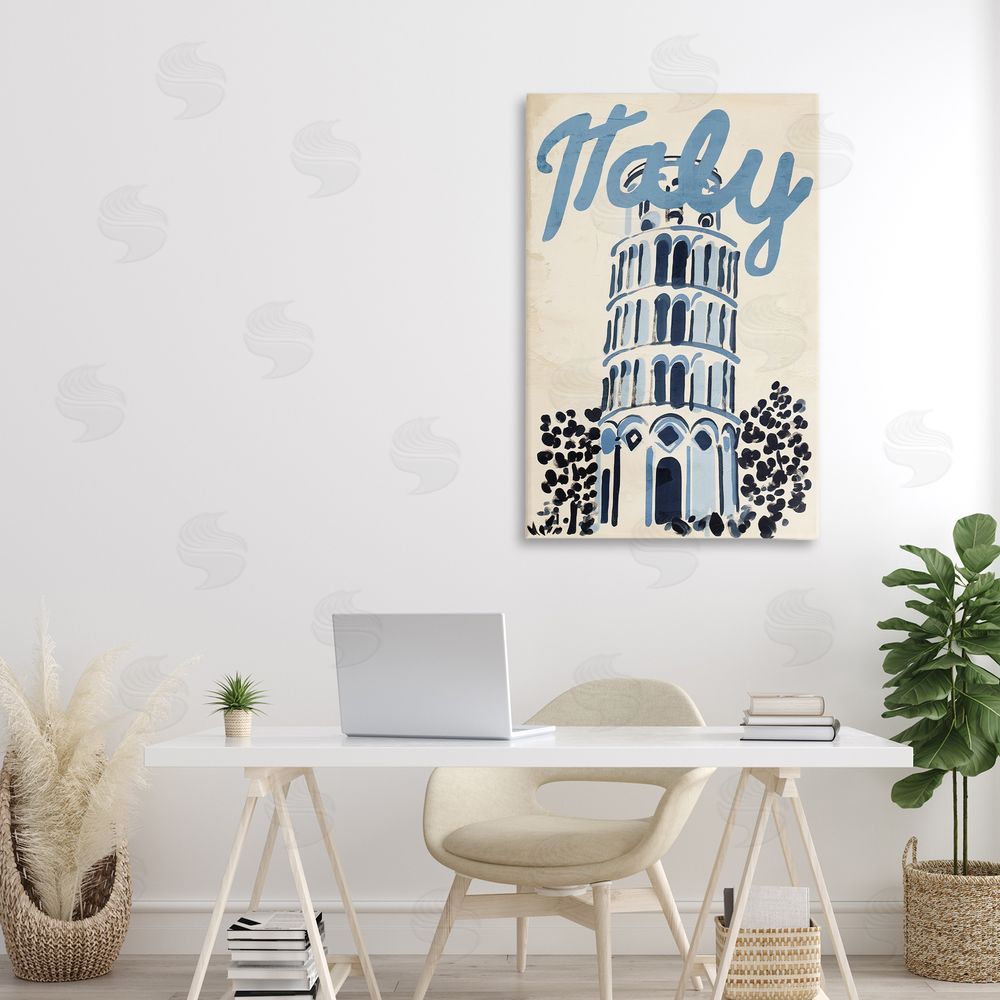 Annabelle Hall Blue & Beige Italy Travel Stretched Canvas Wall Art in Room