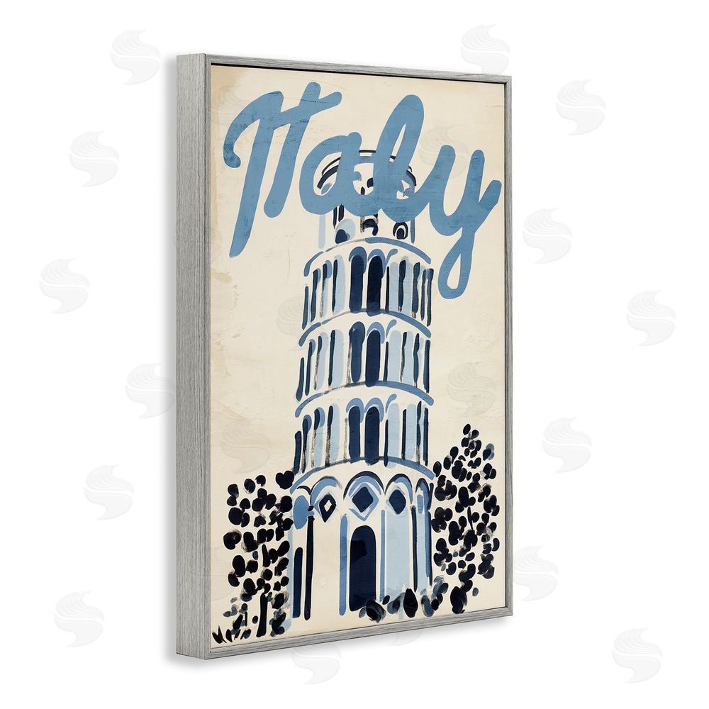 Annabelle Hall Blue & Beige Italy Travel Gray Framed Giclee Wall Art Print