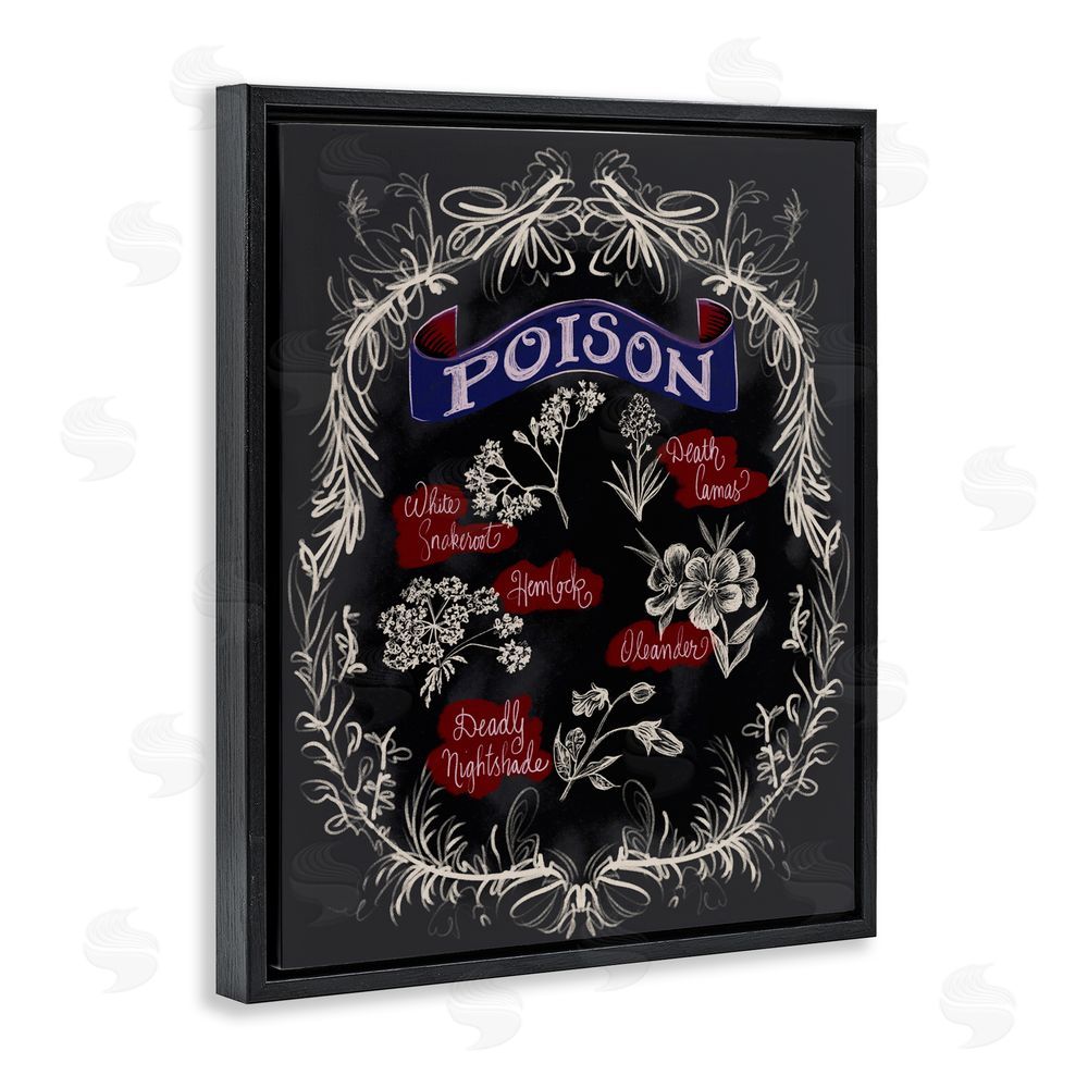 Connie Summers Spooky Poison Plants Black Floating Frame Canvas Wall Art Print