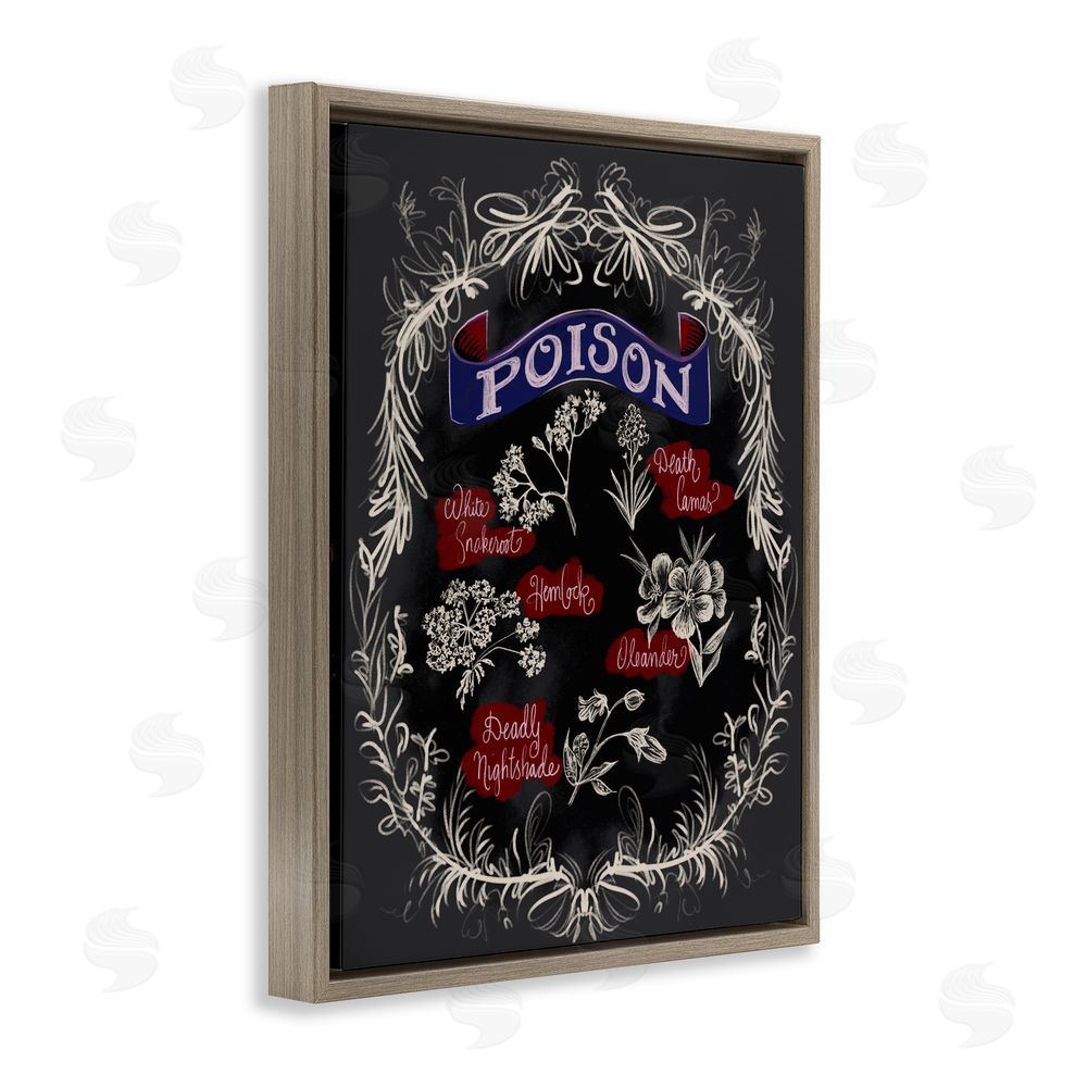 Connie Summers Spooky Poison Plants Brown Floating Frame Canvas Wall Art Print