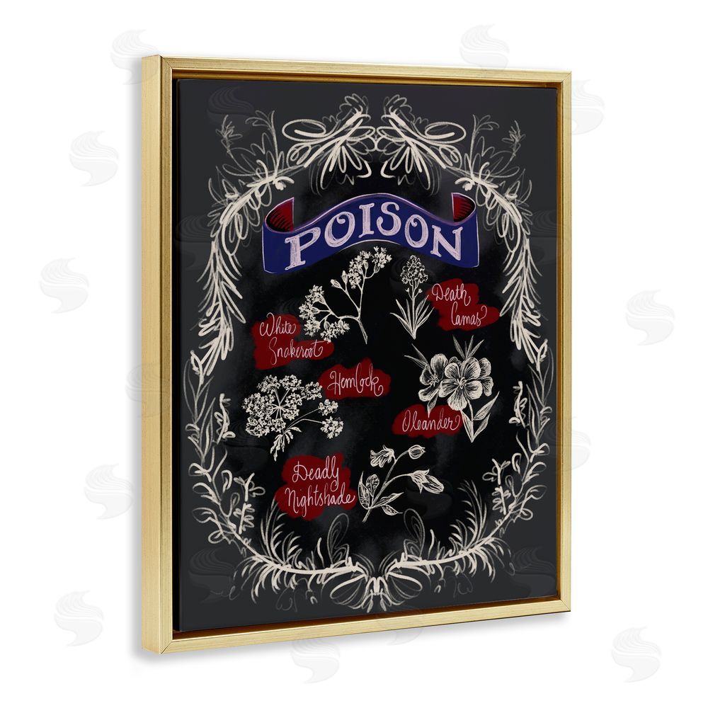 Connie Summers Spooky Poison Plants Gold Floating Frame Canvas Wall Art Print