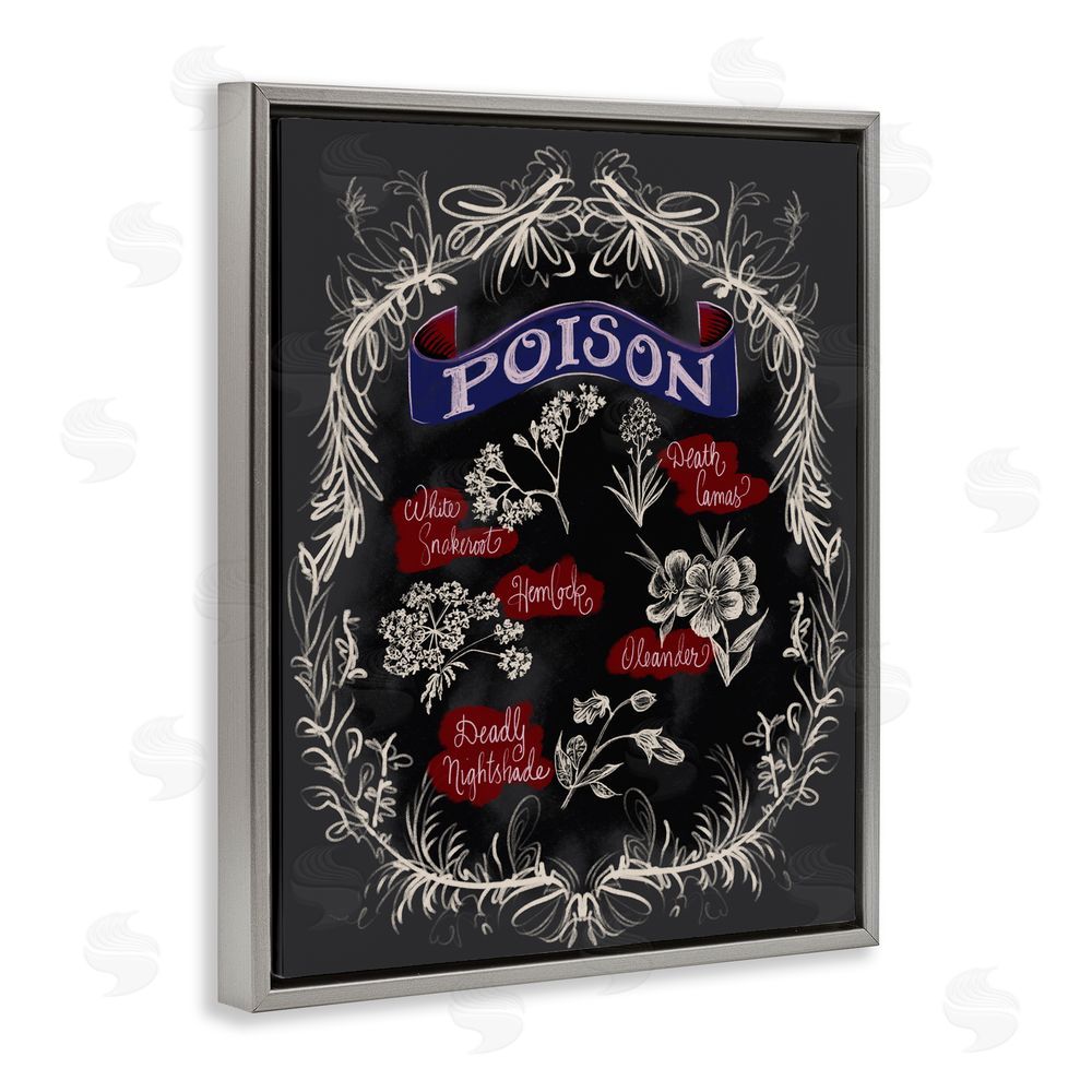 Connie Summers Spooky Poison Plants Gray Floating Frame Canvas Wall Art Print
