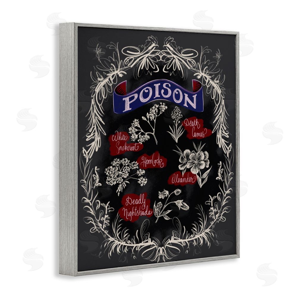 Connie Summers Spooky Poison Plants Gray Framed Giclee Wall Art Print