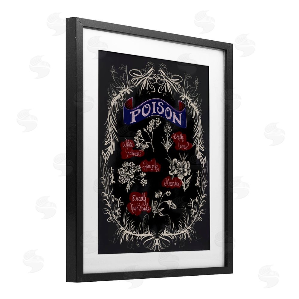 Connie Summers Spooky Poison Plants Black Framed Print Under Glass with White Mat Wall Art